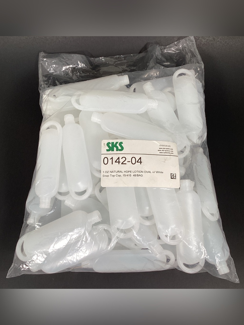 New 48 Bag 1 Oz Natural HDPE Lotion Oval Bottles W/ Snap Top Caps Bulk Lot